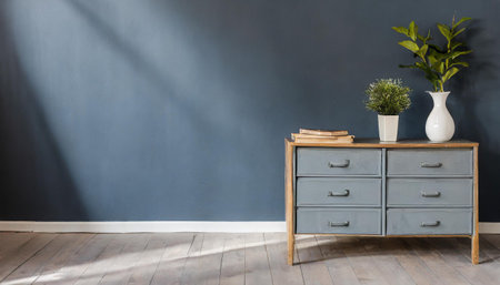 Display product against blurred background. White studio background with shadows of window. Empty room without windowsの素材