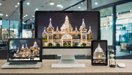 devices collection showing grand hotel websiteの素材