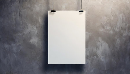 Template of white blank vector posters. Set of mockups hanging on the wall. Frame for paper sheet. Isolated on gray background.の素材