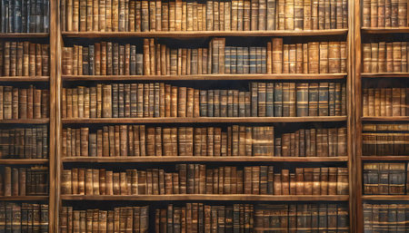 a wall full of old ancient books of a library holding many historical books british feel collection of thousands of years of human knowledge conceptの素材
