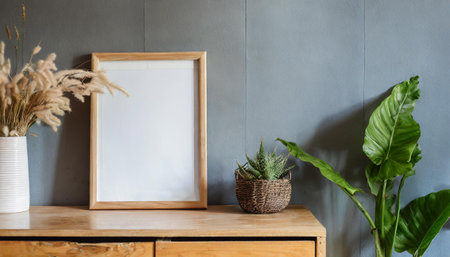 mock up posters frame on wall in modern interior background, living roomの素材