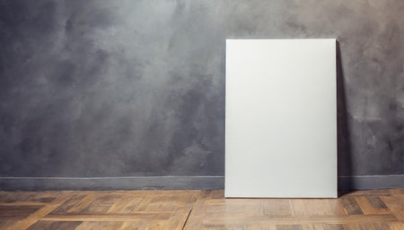 Vertical wooden frame mockup on gray wall background and marble console, gray wall background,. Gの素材