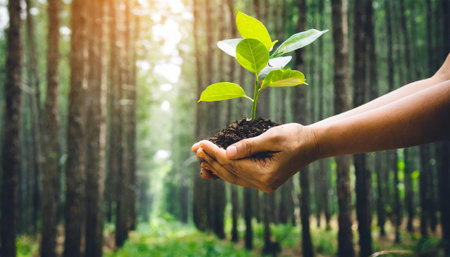 Ecology concept Green earth with stress world environment and earth day, Sustainable green Eco-friendly creative idea concept design,の素材