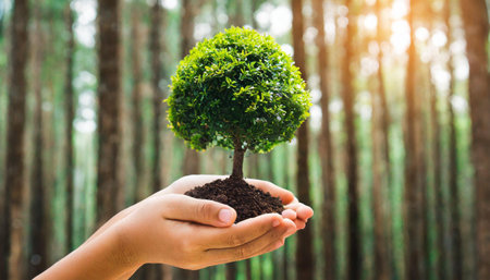 Ecology concept Green earth with stress world environment and earth day, Sustainable green Eco-friendly creative idea concept design,の素材