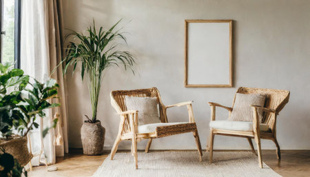 scandinavian living room natural decorating material and color scheme with daylight home interior design stylish background concept living room design mockup with warm comfort and cosy,の素材