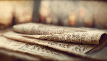 Newspaper paper grunge vintage old aged texture background.の素材