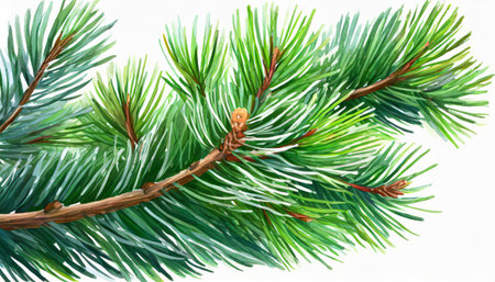 pine branch watercolor isolated illustration green natural forest christmas tree needles branches greenery hand drawn holiday decor with fir branch holiday celebration decorationの素材