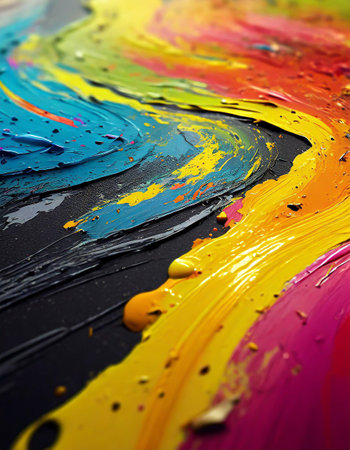 paint strokes on canvas, a close up of a painting of a pink and blue wave, Abstract colorful oil painting on canvas. Oil paint texture with brush and palette knife strokesの素材