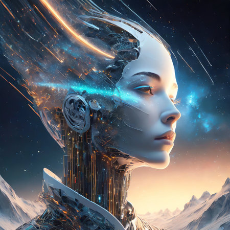 Android enveloped by glitch, black metalの素材