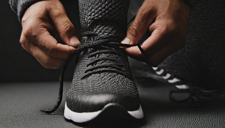 Tying sports shoesの素材