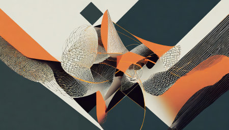 This artwork showcases a mesmerizing collection of abstract generated shapes with intricate patterns, vibrant hues, and digital precision, blending modern aesthetics and creative design in aの素材