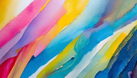 Dynamic and vibrant abstract multicolored painting wallpaper showcasing contemporary textures and artistic patterns, ideal for modern interiors, digital artwork, or print design inspiration.の素材