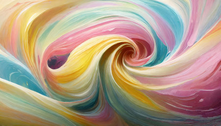 This abstract artwork features swirling pastel hues creating a calming, dreamlike effect ideal for background wallpaper. Its intricately design balances movement and serenity, making it versatileの素材