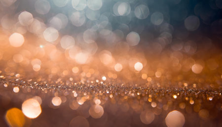 A stunning bokeh background showcasing soft light glimmers, glittering elements, and subtle diamond dust tonal shifts. Ideal for refined aesthetics, elegant designs, and artistic presentations.の素材