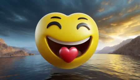 Charming D emoji with a delightful in-love expression, showing iconic heart-shaped eyes. Ideal for enhancing digital creativity, from social media posts to messaging apps, stickers, andの素材