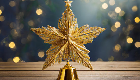 The Golden Star Christmas Tree Topper adds a touch of elegance and festive charm to your holiday decorations. Its intricate design, glittering finish, and durable craftsmanship make it perfectの素材