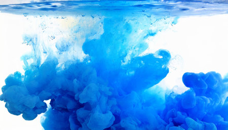 Abstract blue watercolor painting featuring rich gradients, fluid brushstrokes, and organic textures. Perfect for use in backgrounds, design elements, and artistic inspirations. Vibrant tonesの素材