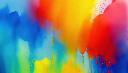 Dynamic and visually engaging watercolor painting background with a vibrant array of colors, seamlessly blending hues to create an artistic texture suitable for digital, print, and artisticの素材