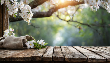 An empty, weathered wooden table background showcasing natural textures and rustic charm, ideal for product displays, photography, design projects, or adding a cozy, vintage ambiance to visualsの素材