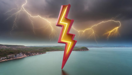 This stunning D rendering captures a vividly colored lightning strike with intricate details, blending artistry and realism. Ideal for creative projects, presentations, or enhancing digitalの素材