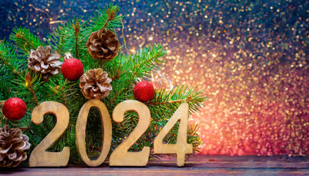 This stunning festive backdrop features a dynamic and celebratory design, ideal for New Year events, digital projects, or print materials. Its clean layout provides space for your custom text.の素材