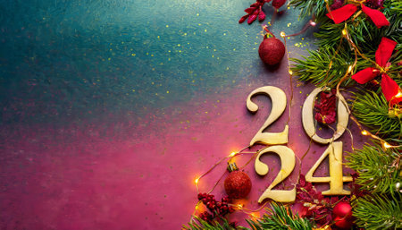 Festive backdrop designed with ample copy space for text. Ideal for celebrating the New Year, creating holiday advertisements, and personal or professional event-themed designs.の素材