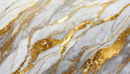 This stunning natural white and gold marble texture serves as an exquisite wallpaper or skin tile design, offering a luxurious and sophisticated background. Its creative, timeless eleganceの素材