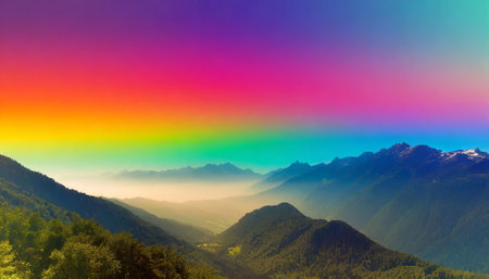 This stunning rainbow gradient overlay features a seamless blend of vibrant hues, ideal for enhancing digital designs, backgrounds, presentations, and creative projects. High-quality JPG ensuresの素材