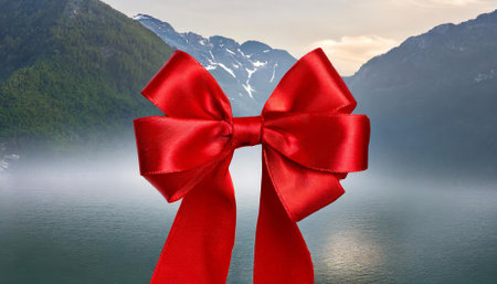 This image features a stunning red bow isolated on a transparent or white background, making it versatile for various uses such as holiday decorations, gift presentations, festive events, orの素材