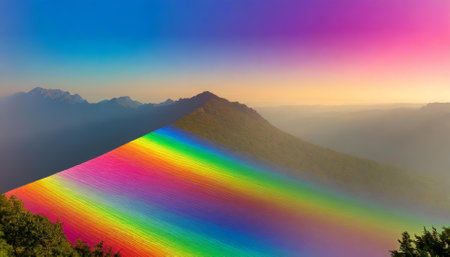 Immerse your designs in a vibrant, high-resolution rainbow gradient overlay. Perfect for graphic design, digital art, social media posts, presentations, and wallpaper, this colorful spectrumの素材