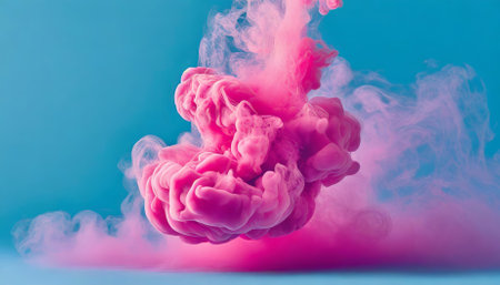 Stock photo featuring soft, swirling pink smoke set against a vivid blue background, showing dynamic color contrasts and bold textures ideal for creative design, art, or marketing projects.の素材