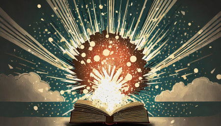 Eye-catching vintage retro comic design showcasing dramatic boom explosion, crash, and bang effects, accentuated with colorful light bursts and dots, ideal for books, pop art, or nostalgicの素材