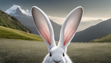 A high-quality D rendering of white rabbit ears on a transparent cut-out background, ideal for Easter Day designs. Perfect for festive projects, digital art, marketing visuals, and creativeの素材