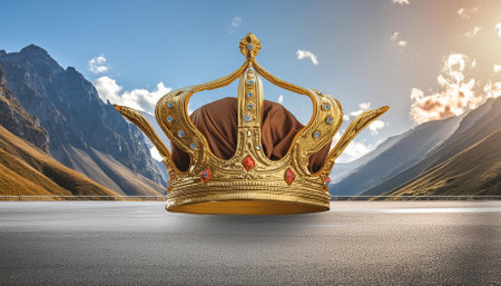 This striking illustration features a beautifully crafted gold crown isolated on a transparent background. Ideal for use in graphic design, invitations, or any project requiring a touch of elegance and royalty.の素材