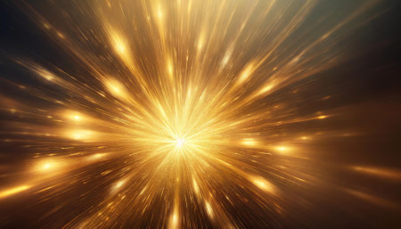 Immerse yourself in the mesmerizing beauty of this golden light explosion background. Ideal for enhancing your designs, this vibrant image adds warmth and energy to any project.の素材