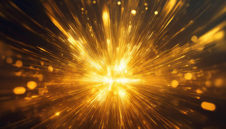 Experience the breathtaking beauty of a golden light explosion background. This dynamic image showcases radiant energy and vibrant colors, making it ideal for enhancing your creative projects and digital art.の素材
