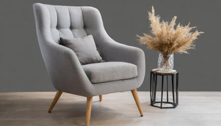 This elegant gray Scandinavian armchair features a minimalist design, combining comfort and style. Ideal for modern living rooms, it enhances any space with its chic aesthetic and versatile appeal.の素材