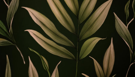 This beautiful handdrawn illustration features a green plant and leaf pattern, showing the elegance of nature. Ideal for ecofriendly designs, botanical projects, and organicthemed art.の素材