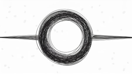This grungy round scribble circle features a handdrawn thin line design, perfect as a unique divider shape. Ideal for enhancing your creative projects, digital artwork, and graphic designs.の素材