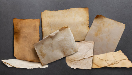 This image features an old, worn paper sheet isolated on a transparent background, perfect for use in design projects, scrapbooking, or any creative endeavor requiring a vintage touch.の素材