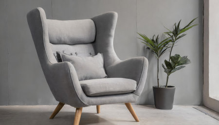 This elegant gray Scandinavian armchair features a minimalist design that seamlessly blends comfort and style. Perfect for any modern interior, it enhances your living space with its chic aesthetic and cozy seating.の素材