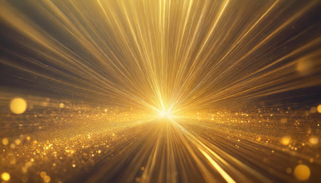 This mesmerizing golden light explosion background features a dynamic burst of radiant energy and vivid colors, perfect for enhancing your artistic designs, presentations, and digital projects.の素材