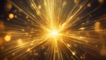 Immerse yourself in the captivating beauty of the Golden Light Explosion Background. This vibrant image showcases a burst of golden hues and dynamic energy, ideal for enhancing your creative designs, presentations, and digital content.の素材
