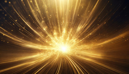 Immerse yourself in the mesmerizing beauty of this golden light explosion background, featuring vibrant hues and dynamic energy. Perfect for enhancing your creative projects, presentations, and digital artwork.の素材