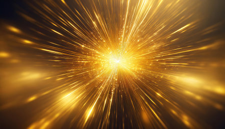 This mesmerizing golden light explosion background radiates warmth and energy, making it an ideal choice for various creative projects, including web design, presentations, and digital artwork.の素材