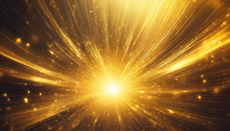 Explore the mesmerizing beauty of this golden light explosion background, featuring radiant hues and dynamic patterns. Ideal for enhancing your creative projects, presentations, and digital artwork.の素材