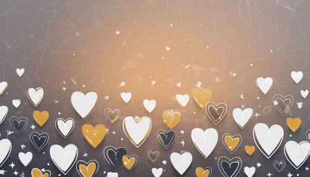 This captivating hearts illustration wallpaper design is perfect for Valentines Day cards, featuring vibrant heart graphics that symbolize love and affection. Perfect for romantic occasions and celebrations.の素材