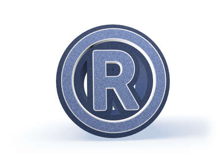 Shopping Icon in blueish denim look, isolated on white background, 3D renderingの写真素材