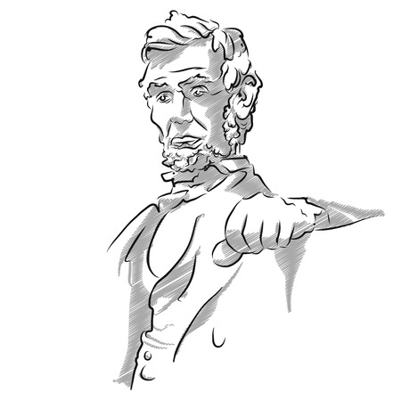 Abraham Lincoln Memorial Sketch, Vector Outline Versionのイラスト素材