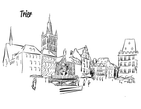 Trier Market Square Outline Sketchのイラスト素材